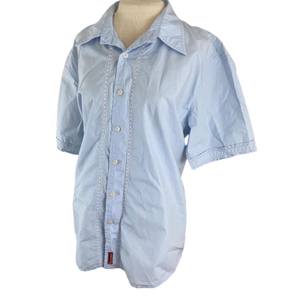 Tommy Hilfiger Red Label Blue Button Down Shirt Short Sleeve XL
